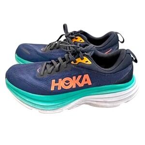 Hoka Bondi 8 Women Navy Orange Teal Running Shoes W 7.5 B 1127912 OSBB